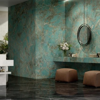 Atlas Concorde_Marvel Gala_Calacatta Black en Ammazonite landscape (Middel)